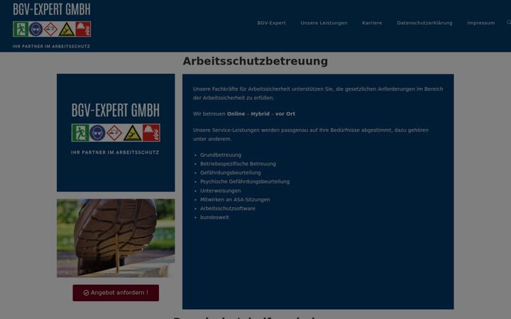 Skärmbild av bgv-expert.de