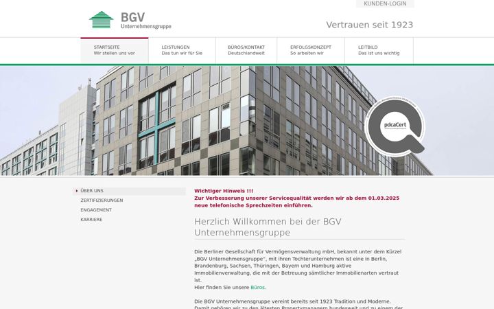 Screenshot of bgv-unternehmensgruppe.de
