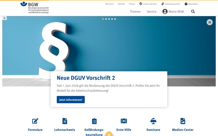 Screenshot of bgw-online.de