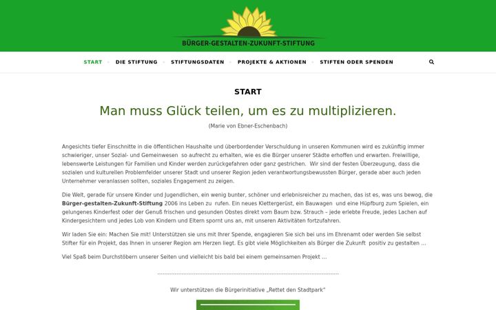 Skärmbild av bgz-stiftung.de