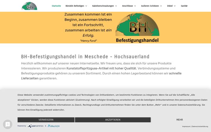 Skärmbild av bh-befestigungshandel.de