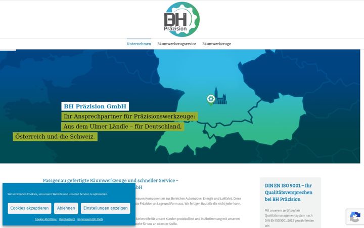 Screenshot stránky bh-praezision.de