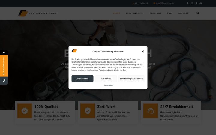 Screenshot stránky bh-services.de