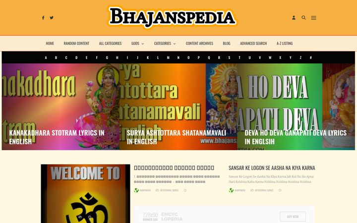 Screenshot of bhajanspedia.com