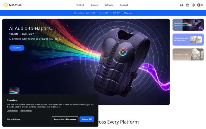 Captură de ecran a bhaptics.com