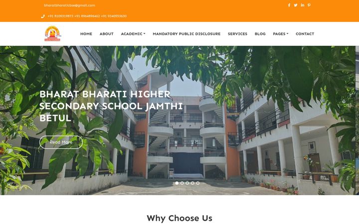 Screenshot of bharatbharatischoolbetul.com