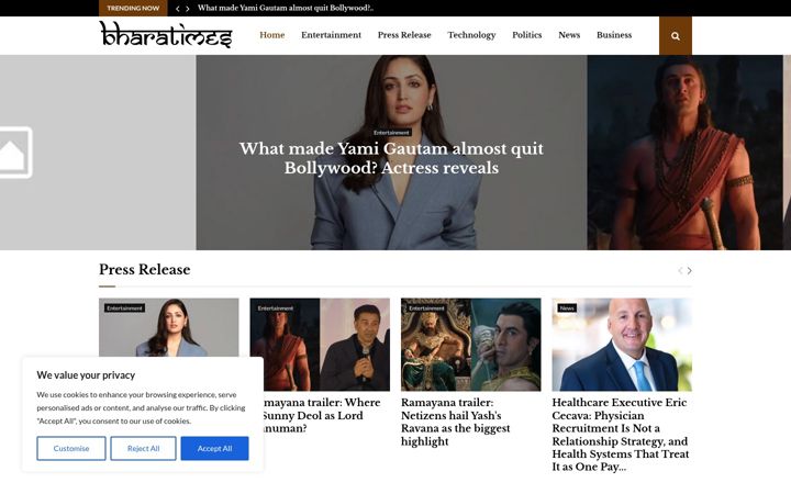 Screenshot of bharatimes.com