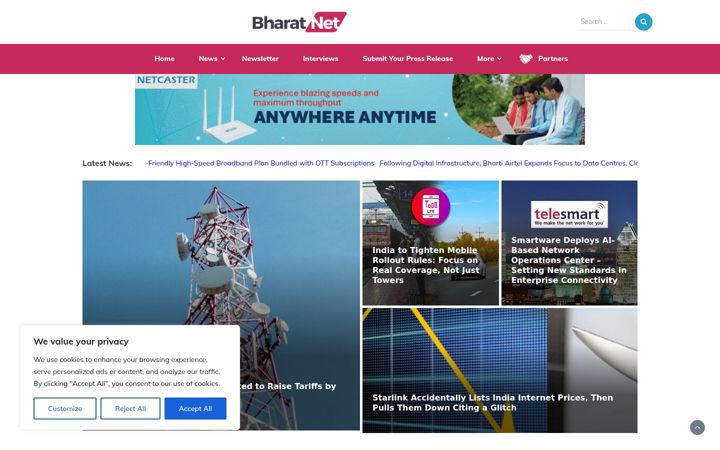Snímek obrazovky bharatnet.in
