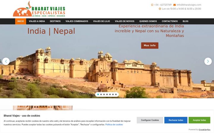 Screenshot of bharatviajes.com