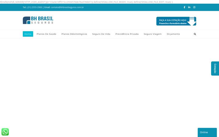 Screenshot stránky bhbrasilseguros.com.br
