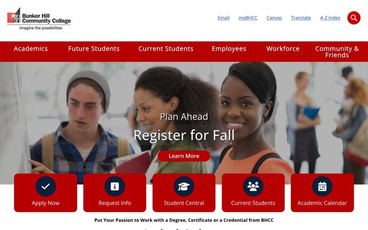 Screenshot of bhcc.edu