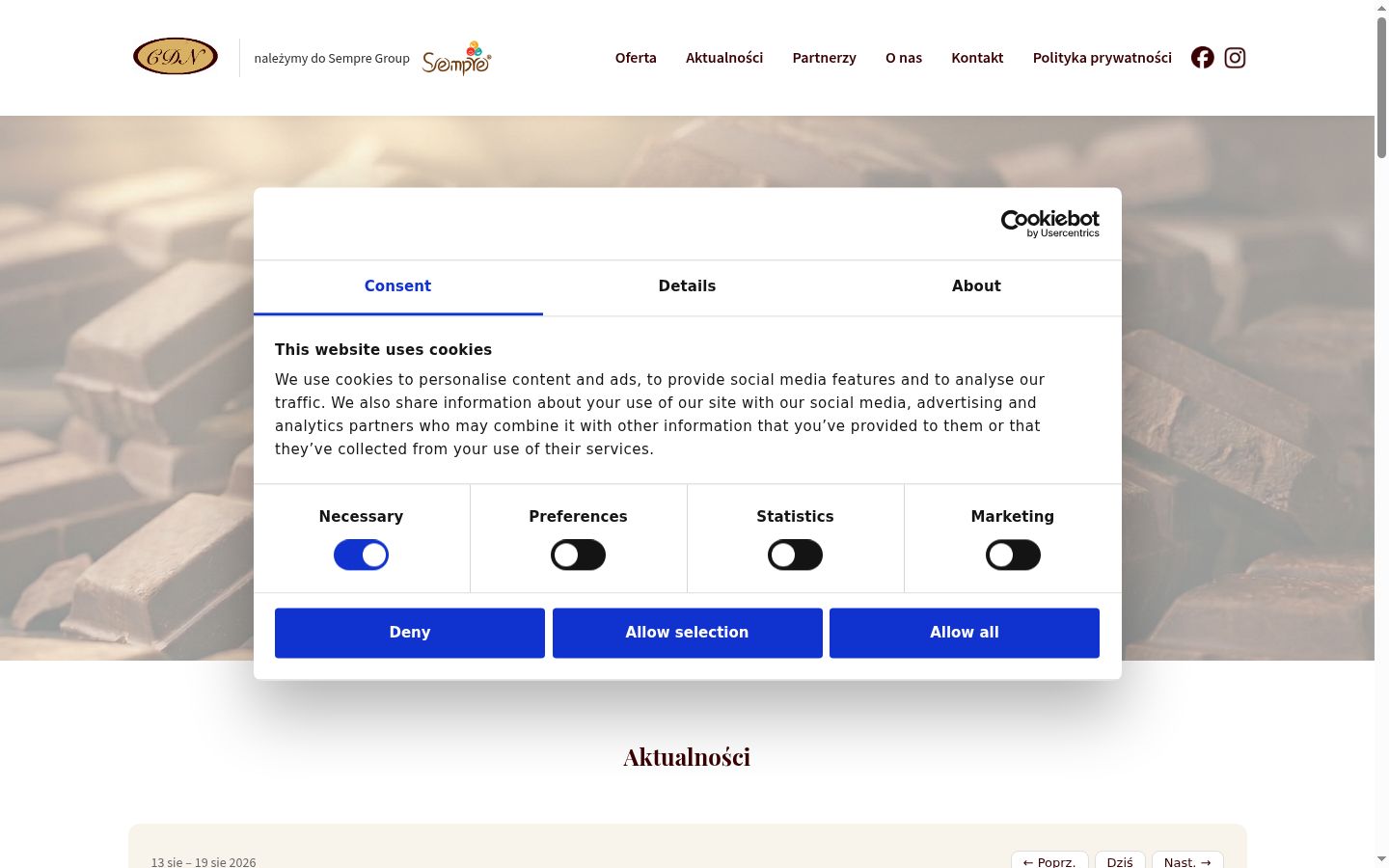Screenshot des Einwilligungsbanners vor jeglicher Interaktion