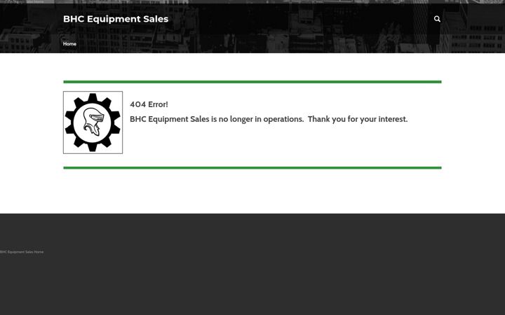 Екранна снимка на bhcequipmentsales.com