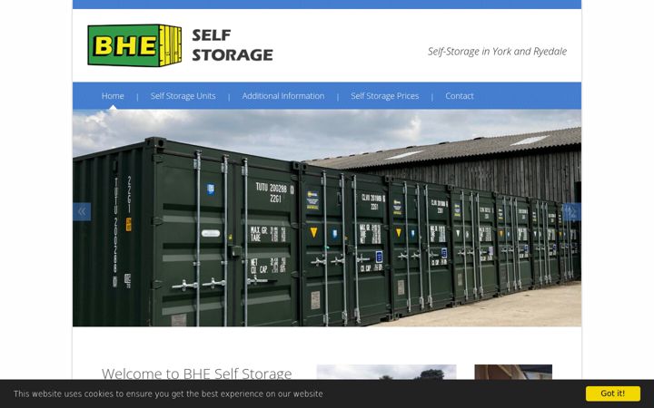 Screenshot of bheselfstorage.co.uk