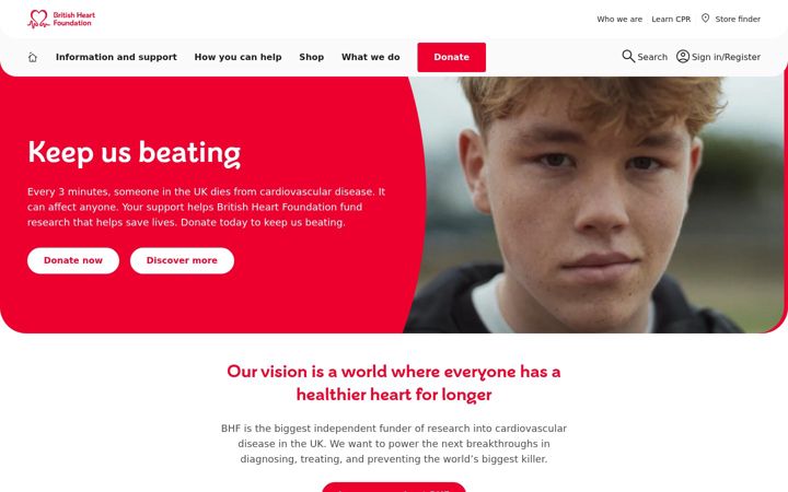 Screenshot of bhf.org.uk