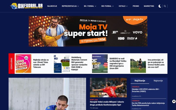 Screenshot of bhfudbal.ba