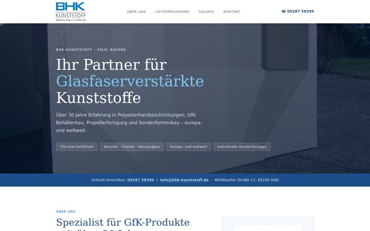 Screenshot of bhk-kunststoff.de