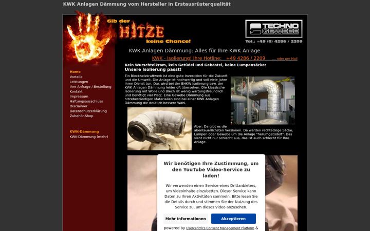 Screenshot stránky bhkw-isolierung.de