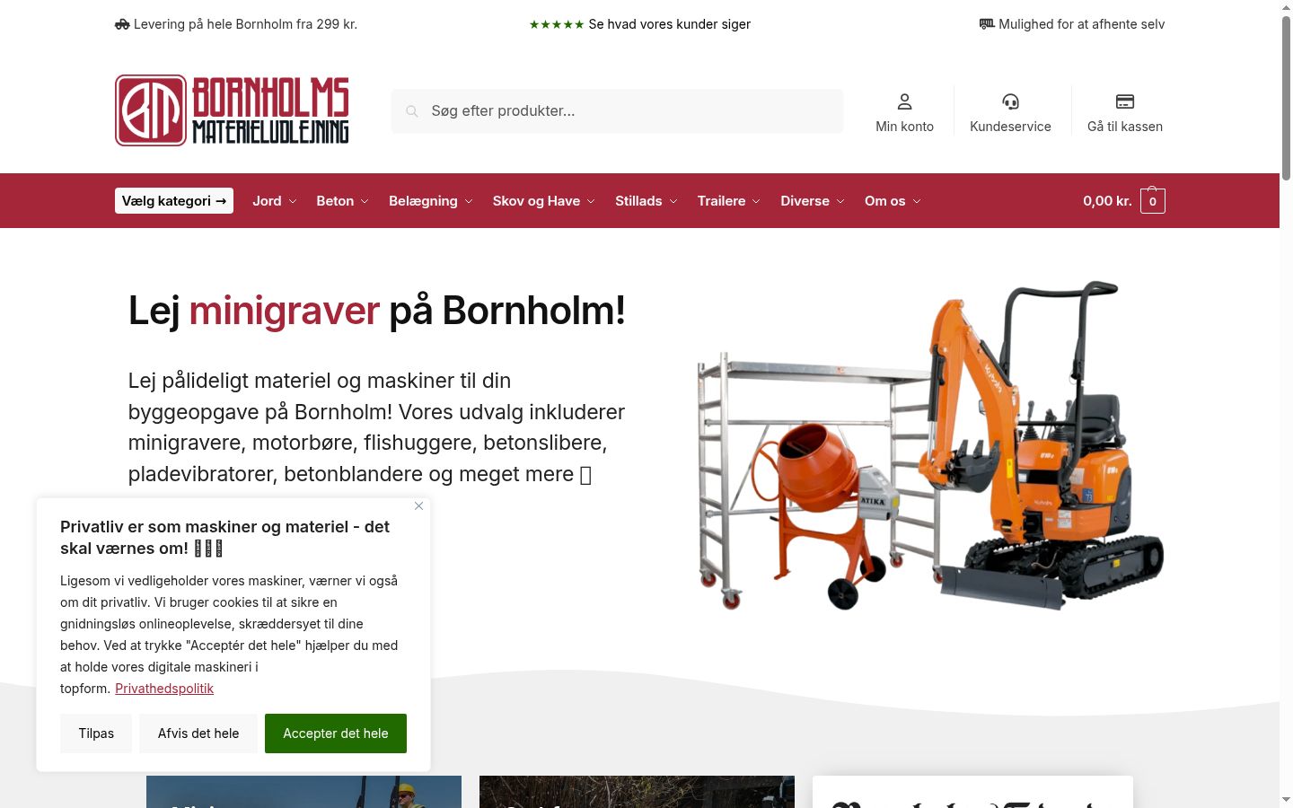 Skærmbillede af samtykkebanneret, som det blev vist før nogen interaktion