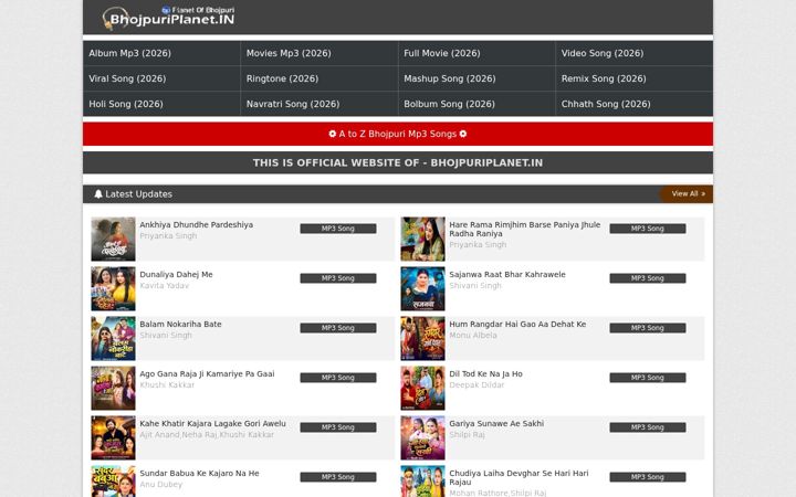 Screenshot of bhojpuriplanet.net