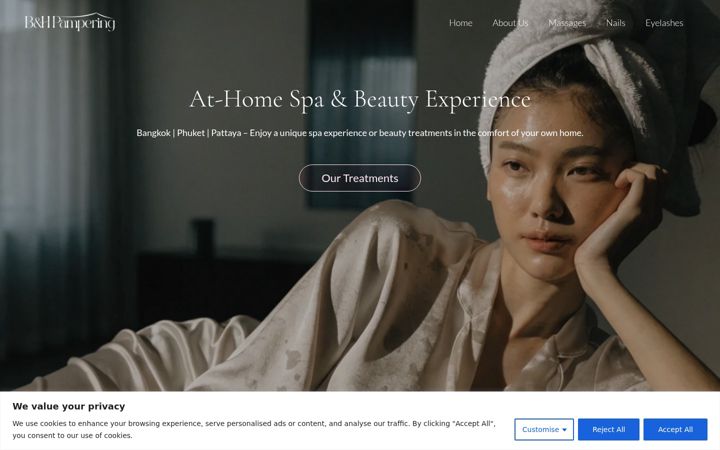 Screenshot of bhpampering.com