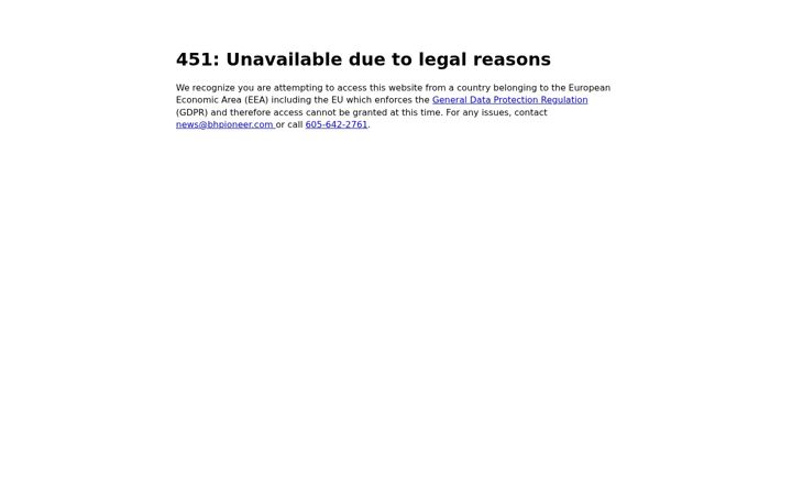 Screenshot of bhpioneer.com