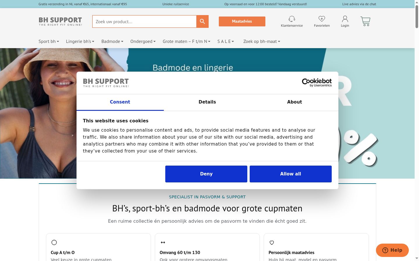 Screenshot van de toestemmingsbanner zoals getoond vóór enige interactie