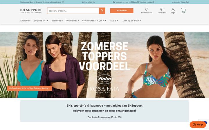 Skjámynd af bhsupport.nl
