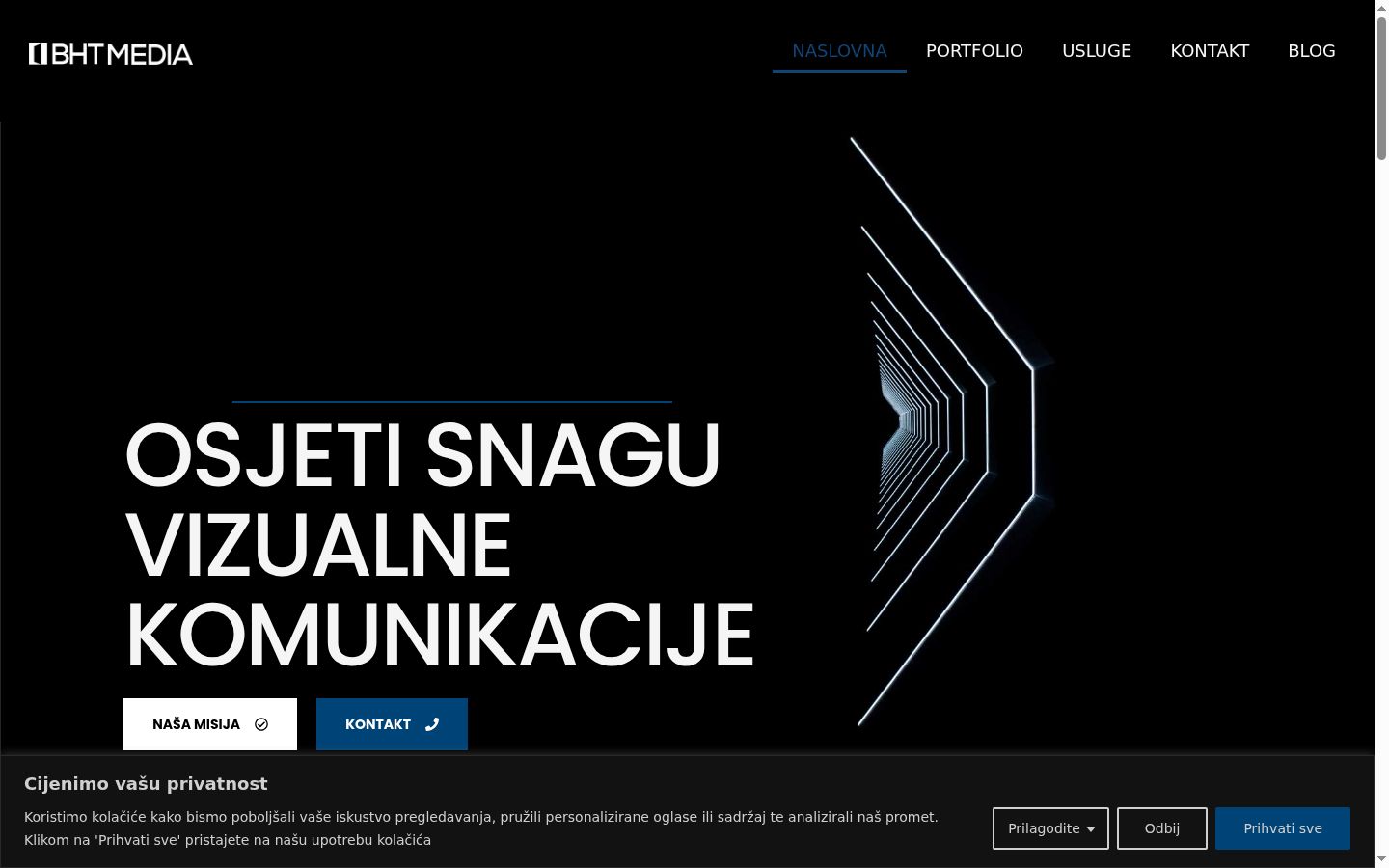 Sutikimo reklamjuostės, rodytos prieš bet kokią sąveiką, ekrano kopija