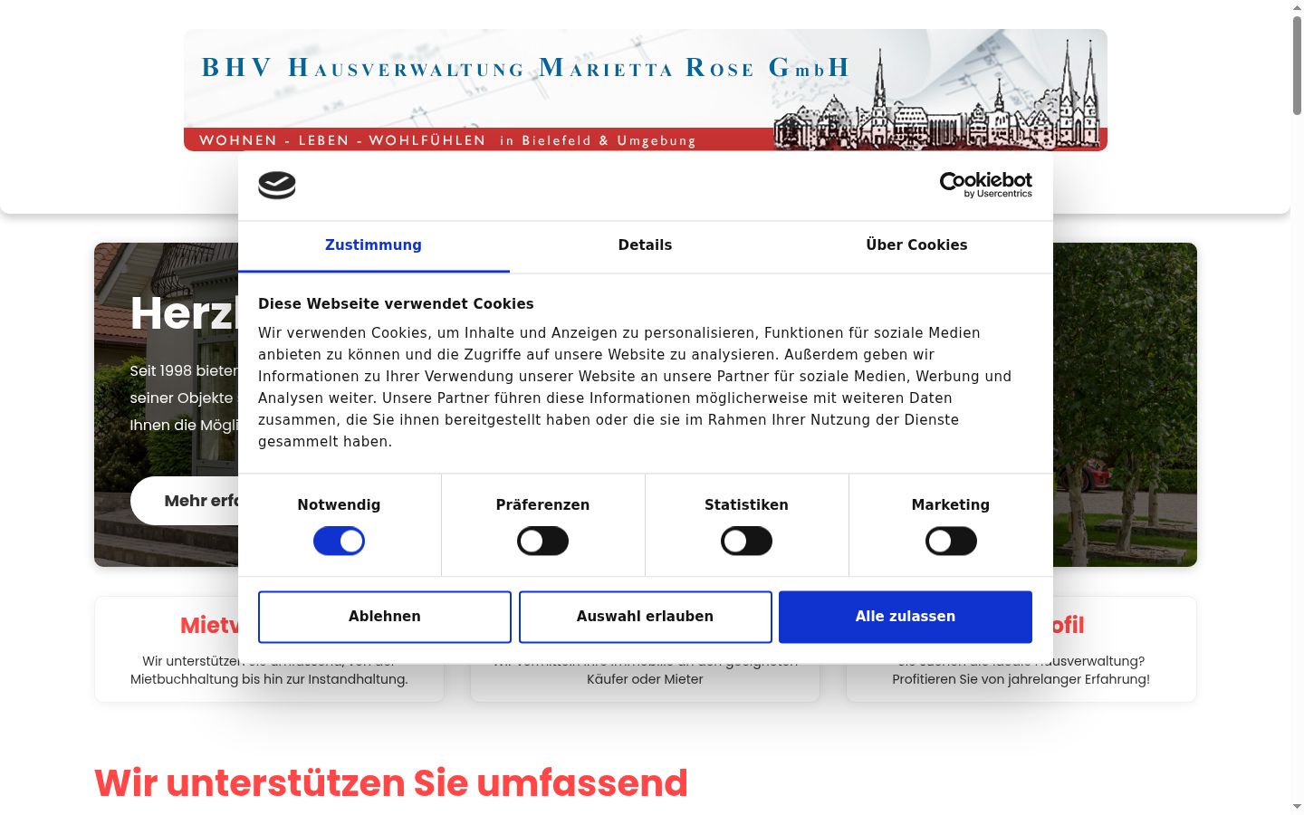 Screenshot of the consent banner shown before any interaction
