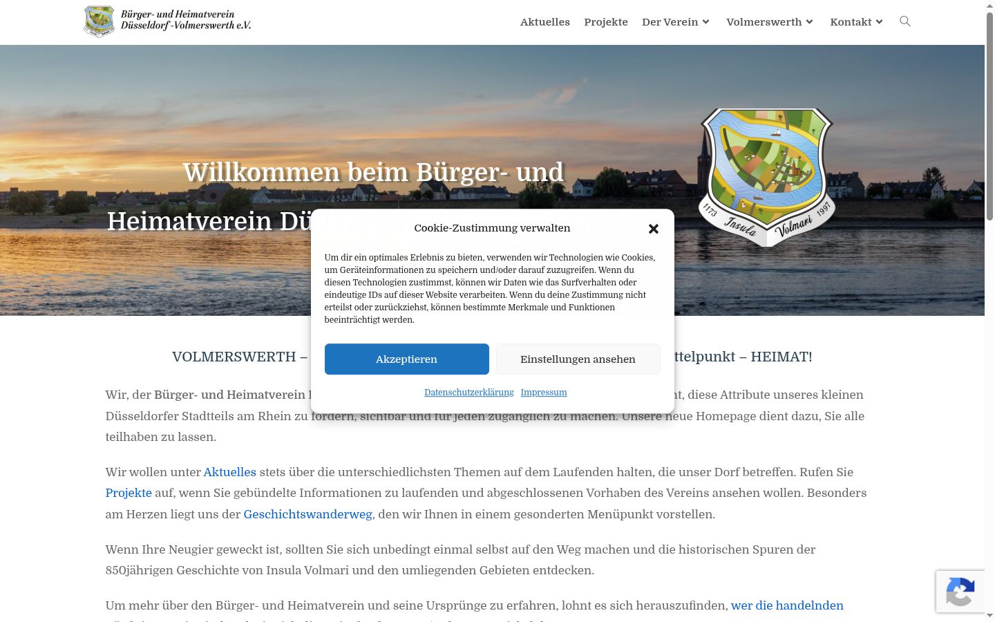 Screenshot des Einwilligungsbanners vor jeglicher Interaktion