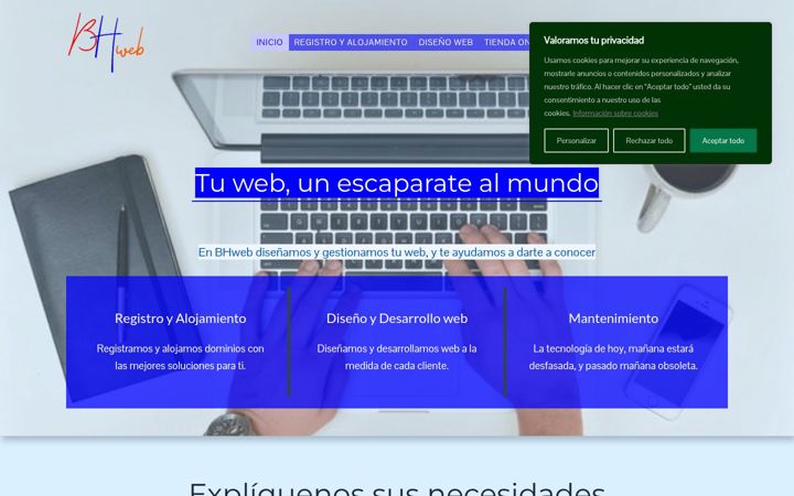 Snímek obrazovky bhweb.es