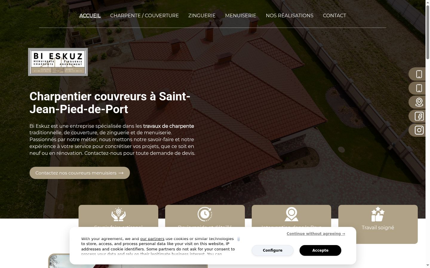 Screenshot del banner di consenso mostrato prima di qualsiasi interazione