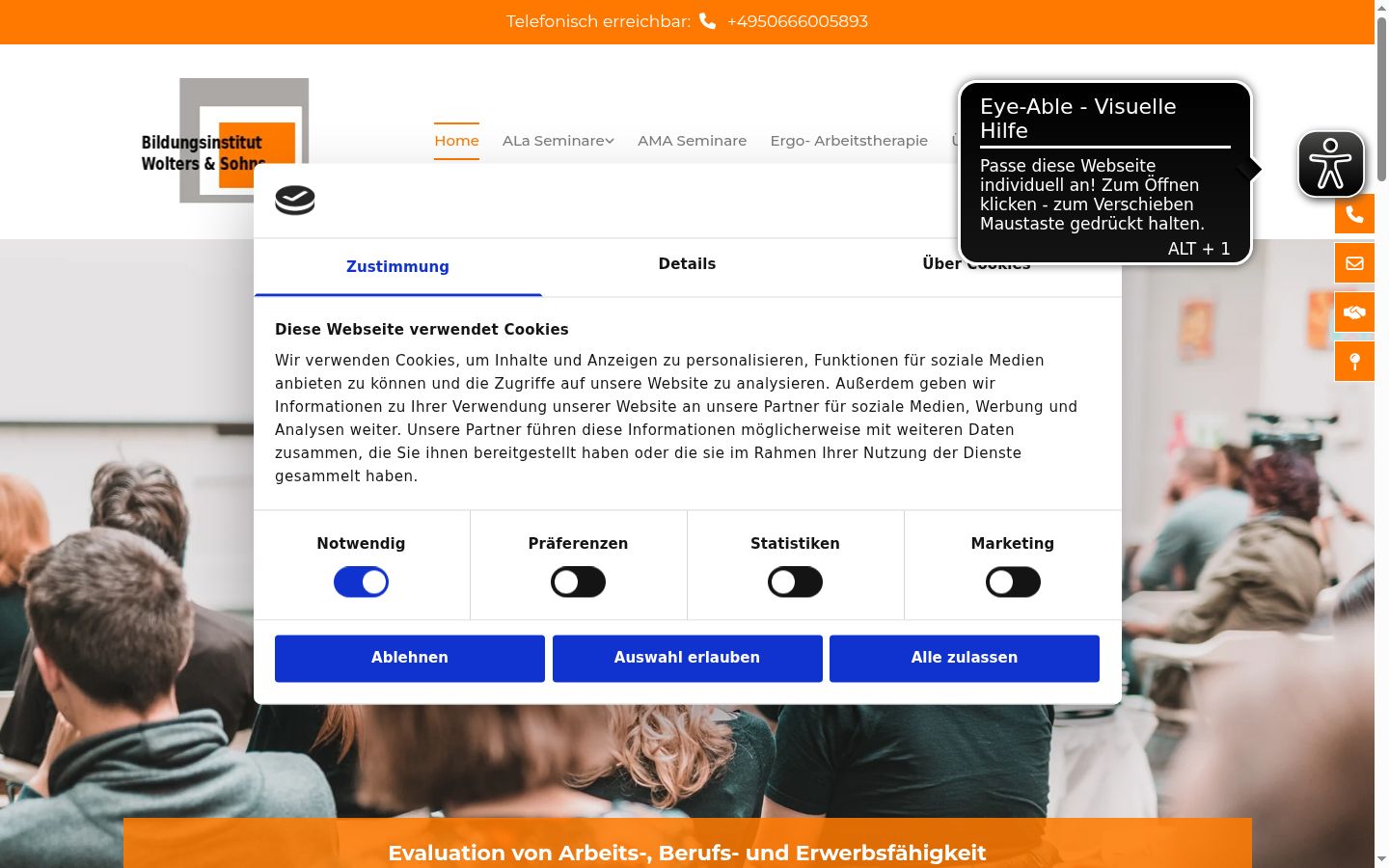 Capture d'écran de la bannière de consentement affichée avant toute interaction