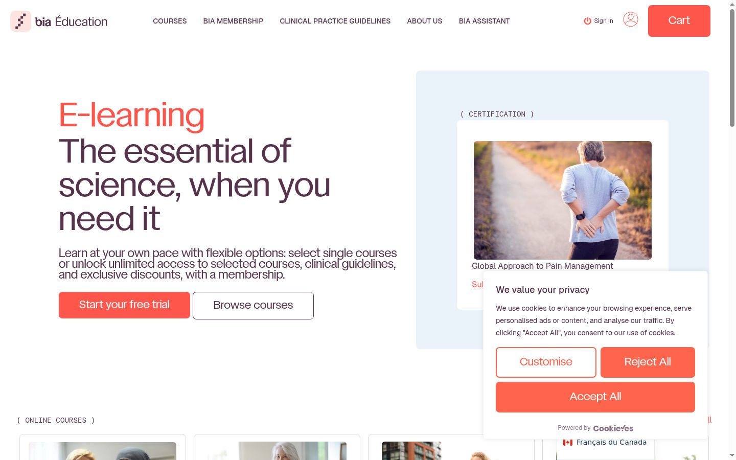 Screenshot del banner di consenso mostrato prima di qualsiasi interazione