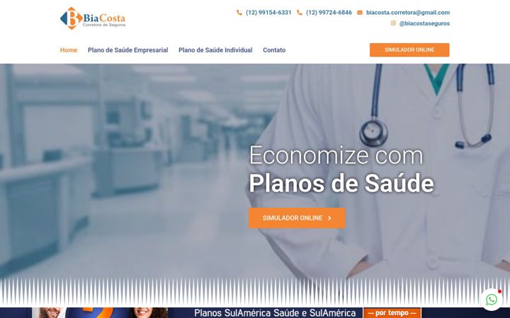 Screenshot stránky biacostacorretora.com.br