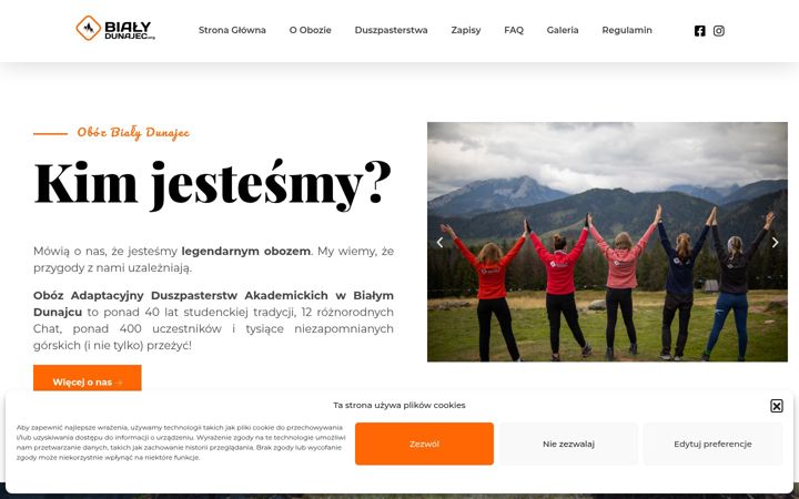 Screenshot stránky bialydunajec.org