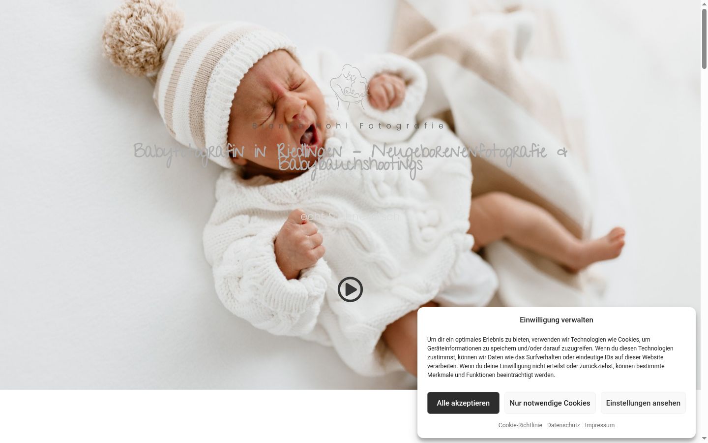 Screenshot des Einwilligungsbanners vor jeglicher Interaktion