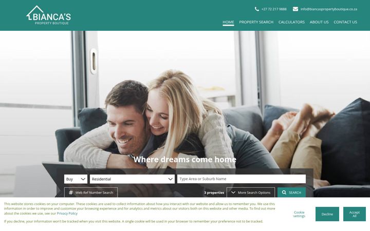 Screenshot of biancaspropertyboutique.co.za