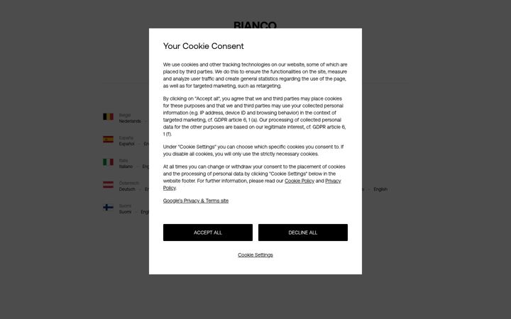 Screenshot of bianco.com