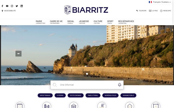 Captură de ecran a biarritz.fr