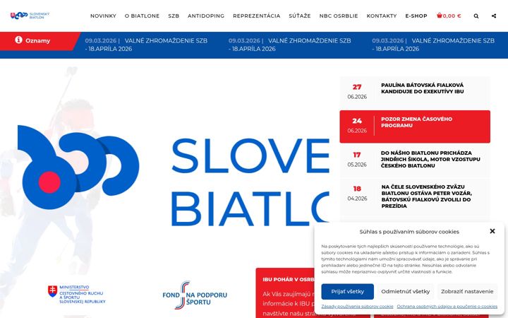 Snímek obrazovky biathlon.sk