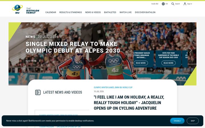 Screenshot of biathlonworld.com