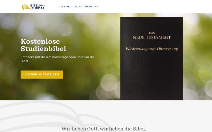 Screenshot stránky bibelnfuereuropa.org