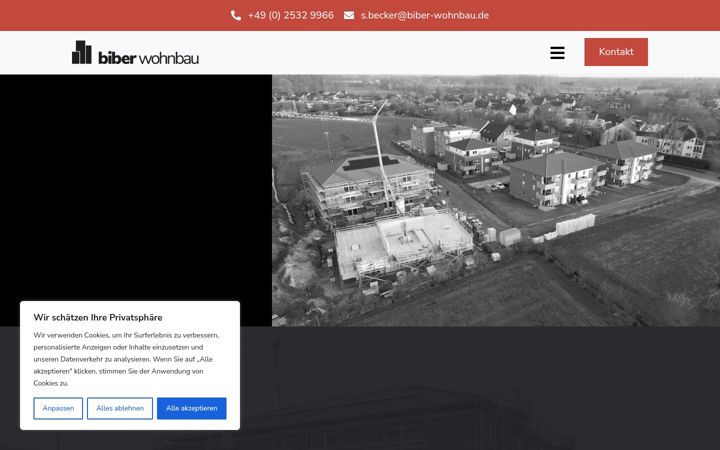 Skärmbild av biber-wohnbau.de