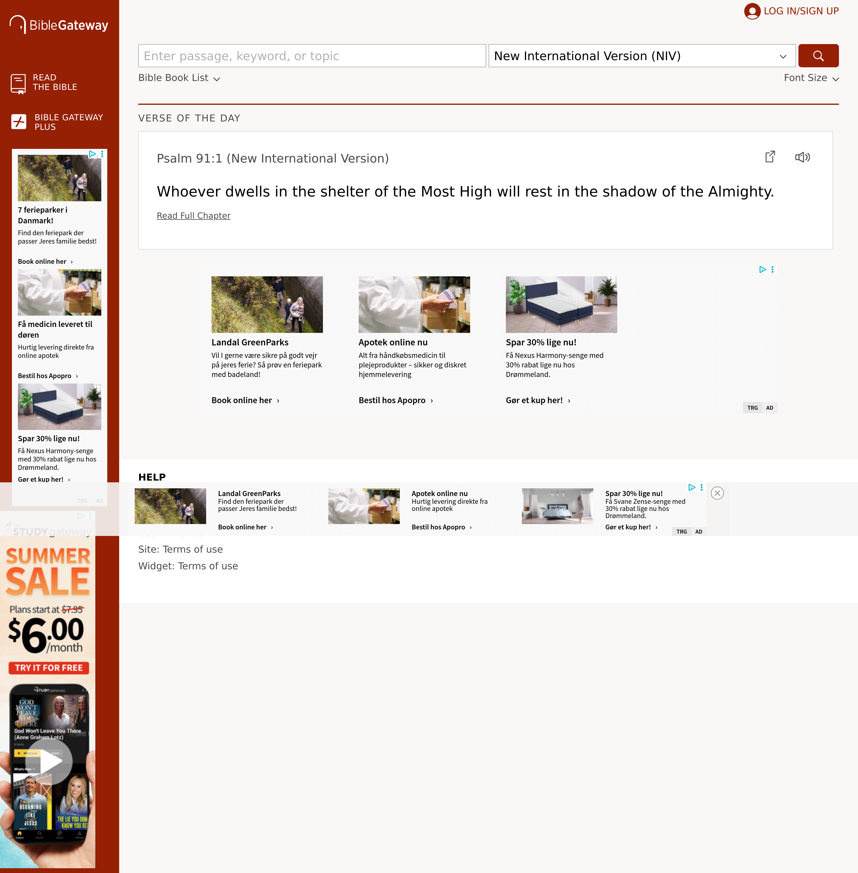 Screenshot of biblegateway.com
