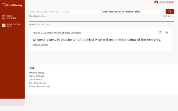Screenshot of biblegateway.com