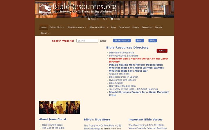 Screenshot of bibleresources.org