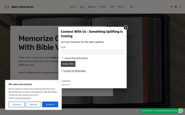 Screenshot of bibleversemusic.com