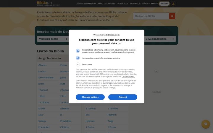 Posnetek zaslona bibliaon.com